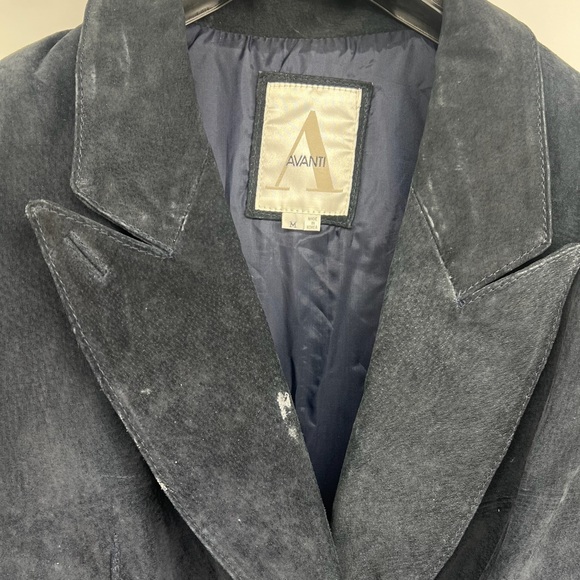 Avanti Sz Medium Vintage Double Breasted Navy Suede Military Jacket - Picture 7 of 10